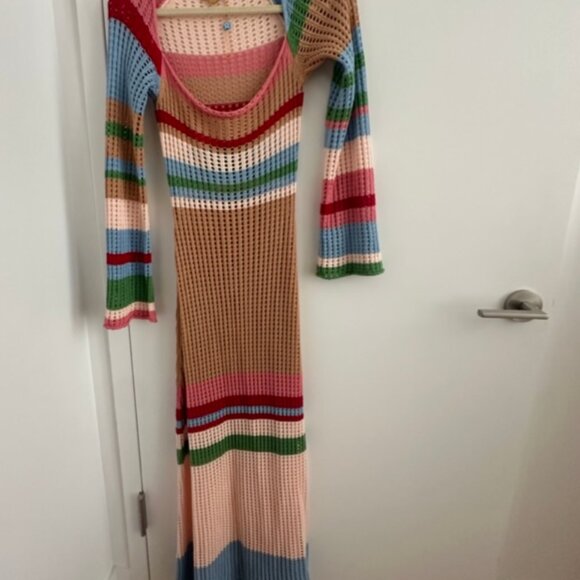 VRG GRL Work Of art Crochet Maxi Dress NWOT Small - Picture 4 of 8